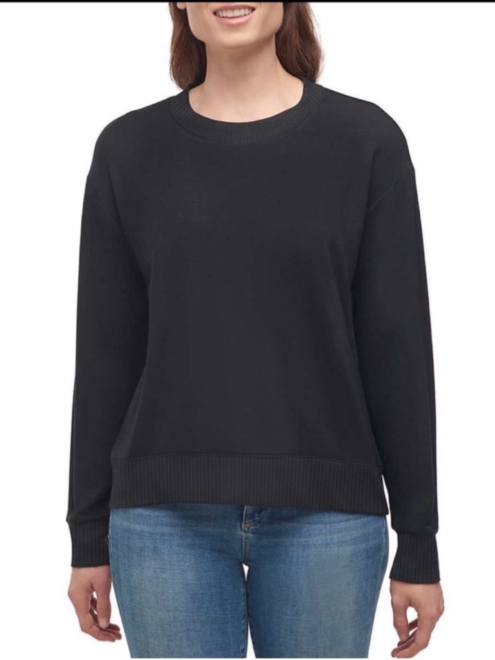 Nwt Splendid Ladies Long Sleeve Pullover Top Black - Size S Casual Streetwear